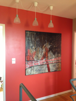 Tableau grand format décoration mur rouge