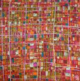 Tableau abstrait contemporain coloré, Colored Squares 3