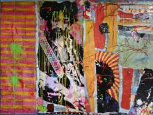 Tableau abstrait collage grand format, Jimy Hendrix