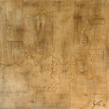 Tableau abstrait beige doux, Sur le fil