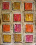 tableau abstrait, enduit texturé, Colored Squares 2