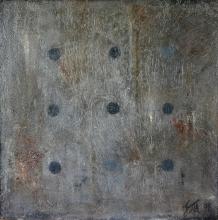 tableau contemporain gris et points noirs