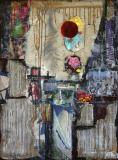 Tableau abstrait contemporain, collage, Tokyo