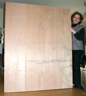 Grande toile emballée dans sa caisse en bois