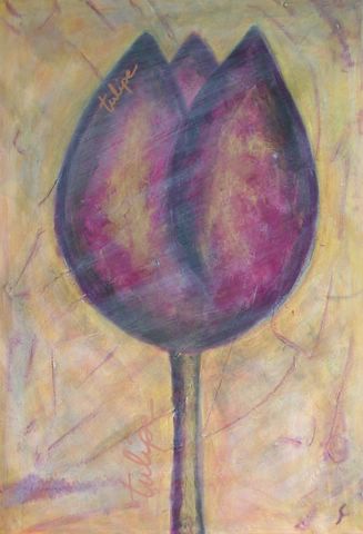 Tulipe violette : tableau de Sophie Costa, artiste peintre