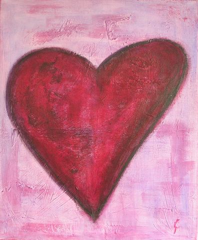 Coeur violet : tableau de Sophie Costa, artiste peintre