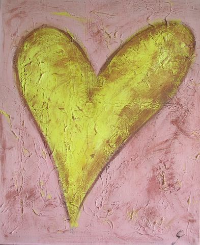 Coeur jaune : tableau de Sophie Costa, artiste peintre
