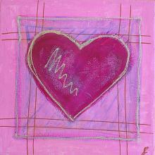 Tableau Coeur paillette violet : Artiste peintre Sophie Costa