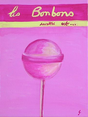 Bonbons ect : tableau de Sophie Costa, artiste peintre