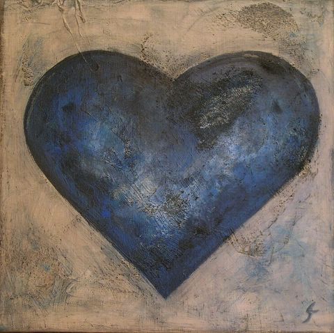 Coeur bleu : tableau de Sophie Costa, artiste peintre