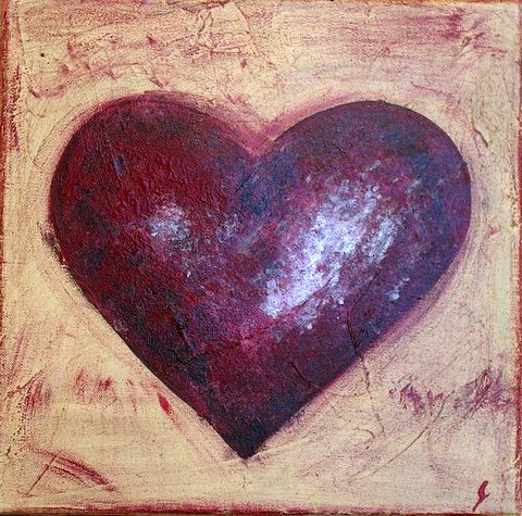 Coeur rouge #3 : tableau de Sophie Costa, artiste peintre