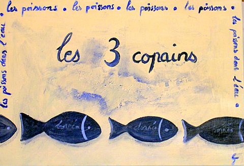 Les 3 copains (poissons) : tableau de Sophie Costa, artiste peintre