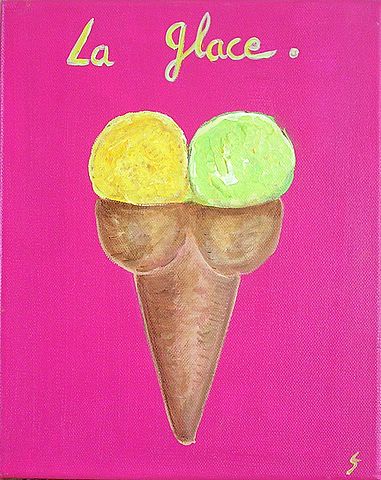 Glace 2 boules : tableau de Sophie Costa, artiste peintre