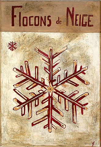 Flocons de neige rouges : tableau de Sophie Costa, artiste peintre