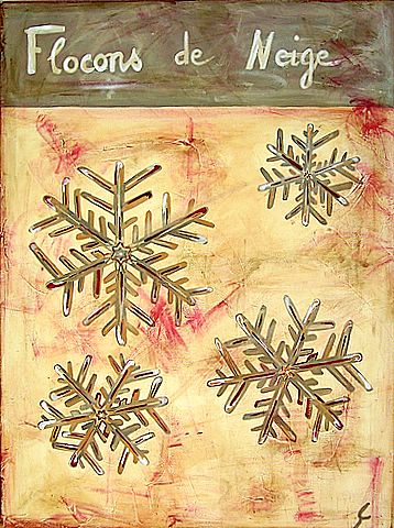 Flocons de neige beiges : tableau de Sophie Costa, artiste peintre