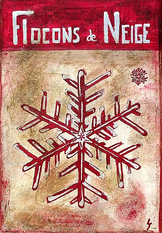 Flocons de neige rouges : tableau de Sophie Costa, artiste peintre