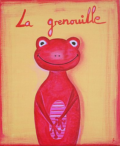 La grenouille rouge : tableau de Sophie Costa, artiste peintre