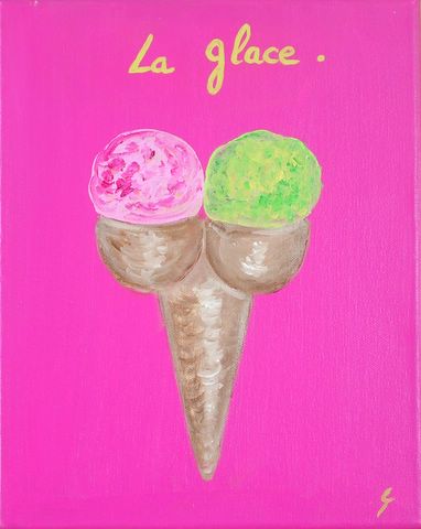 La glace 2 boules : tableau de Sophie Costa, artiste peintre