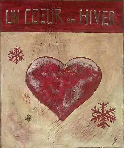 Un coeur en hiver (1) : tableau de Sophie Costa, artiste peintre