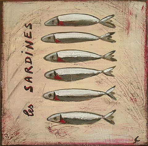Les sardines : tableau de Sophie Costa, artiste peintre