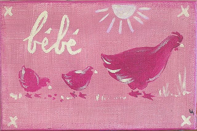 Bébé poule : tableau de Sophie Costa, artiste peintre