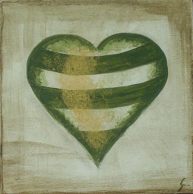 Coeur à rayures #2 : tableau de Sophie Costa, artiste peintre