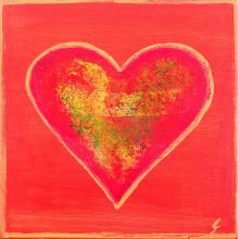 Tableau  coeur à rayures : Artiste peintre Sophie Costa