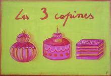 Tableau Les 3 copines (pâtisseries) : Artiste peintre Sophie Costa