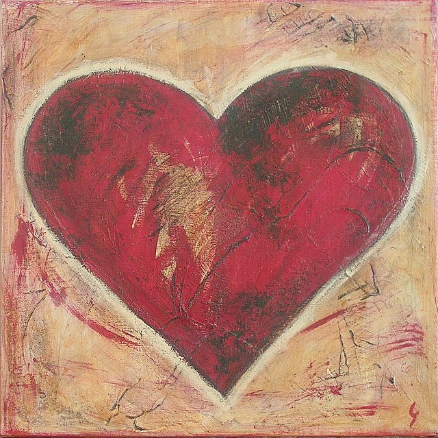 Coeur rouge : tableau de Sophie Costa, artiste peintre