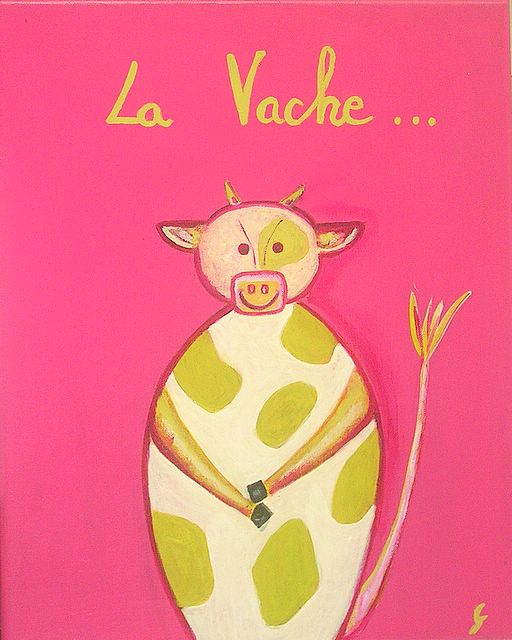 La vache verte : tableau de Sophie Costa, artiste peintre