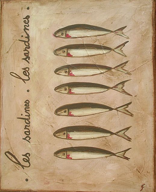 Les sardines (3) : tableau de Sophie Costa, artiste peintre