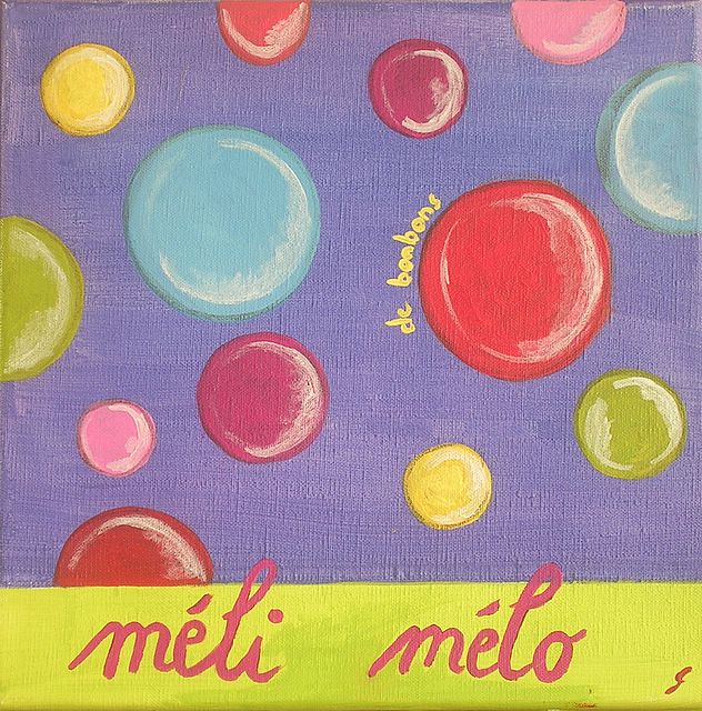 Méli mélo bleu : tableau de Sophie Costa, artiste peintre