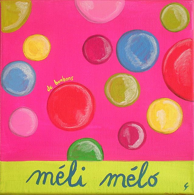 meli melo rose : tableau de Sophie Costa, artiste peintre