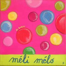 Tableau meli melo rose : Artiste peintre Sophie Costa