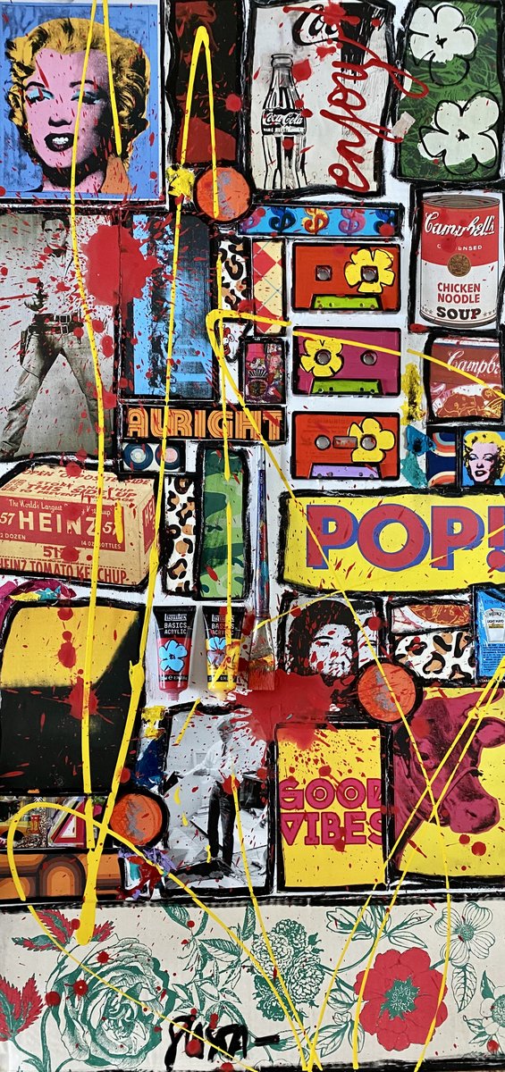 pop art, collage, multicolore Tableau Contemporain, Pop, enjoy!. Sophie Costa, artiste peintre.
