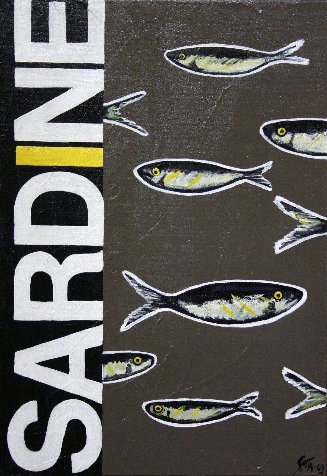 SARDINE gris : tableau de Sophie Costa, artiste peintre