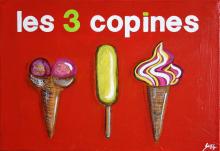 Tableau Les 3 copines (glaces) : Artiste peintre Sophie Costa