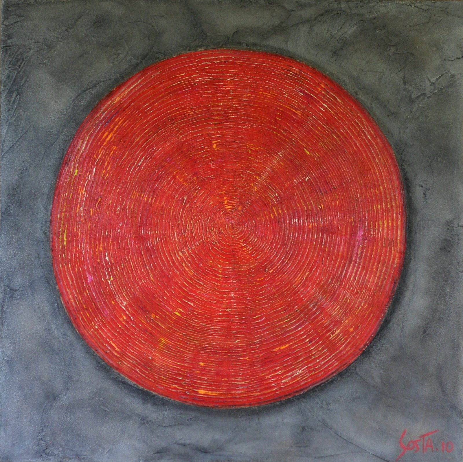 Cible rouge : tableau de Sophie Costa, artiste peintre