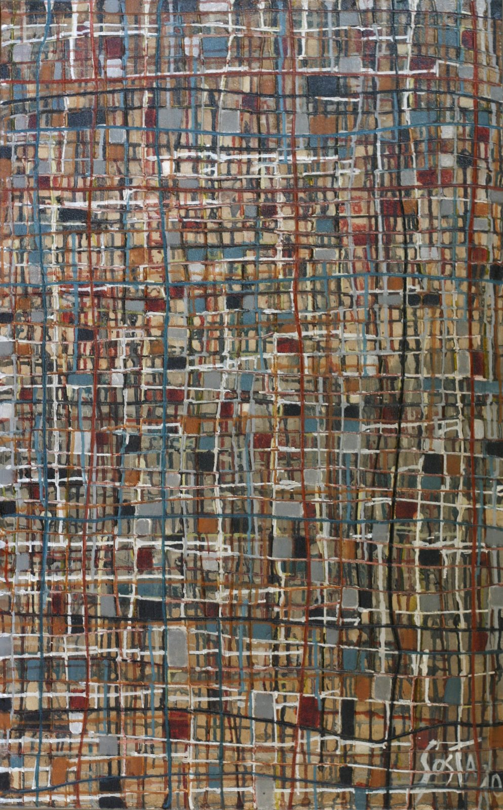 quadrillage/carrés/couleurs d'automne Tableau Contemporain, Carrés d&#039;Automne. Sophie Costa, artiste peintre.