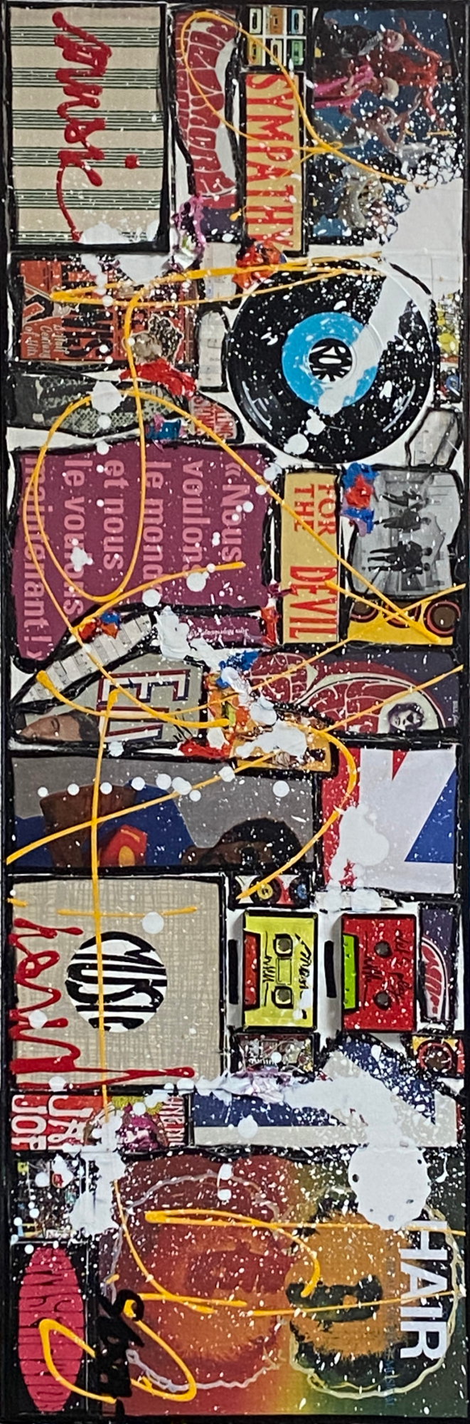 Always more Music! : tableau de Sophie Costa, artiste peintre collage, music, rock, pop, multicolore Tableau Contemporain, Always more Music!. Sophie Costa, artiste peintre.