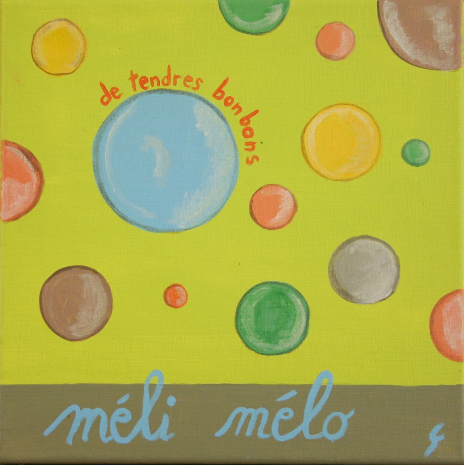 Méli mélo vert tendre : tableau de Sophie Costa, artiste peintre