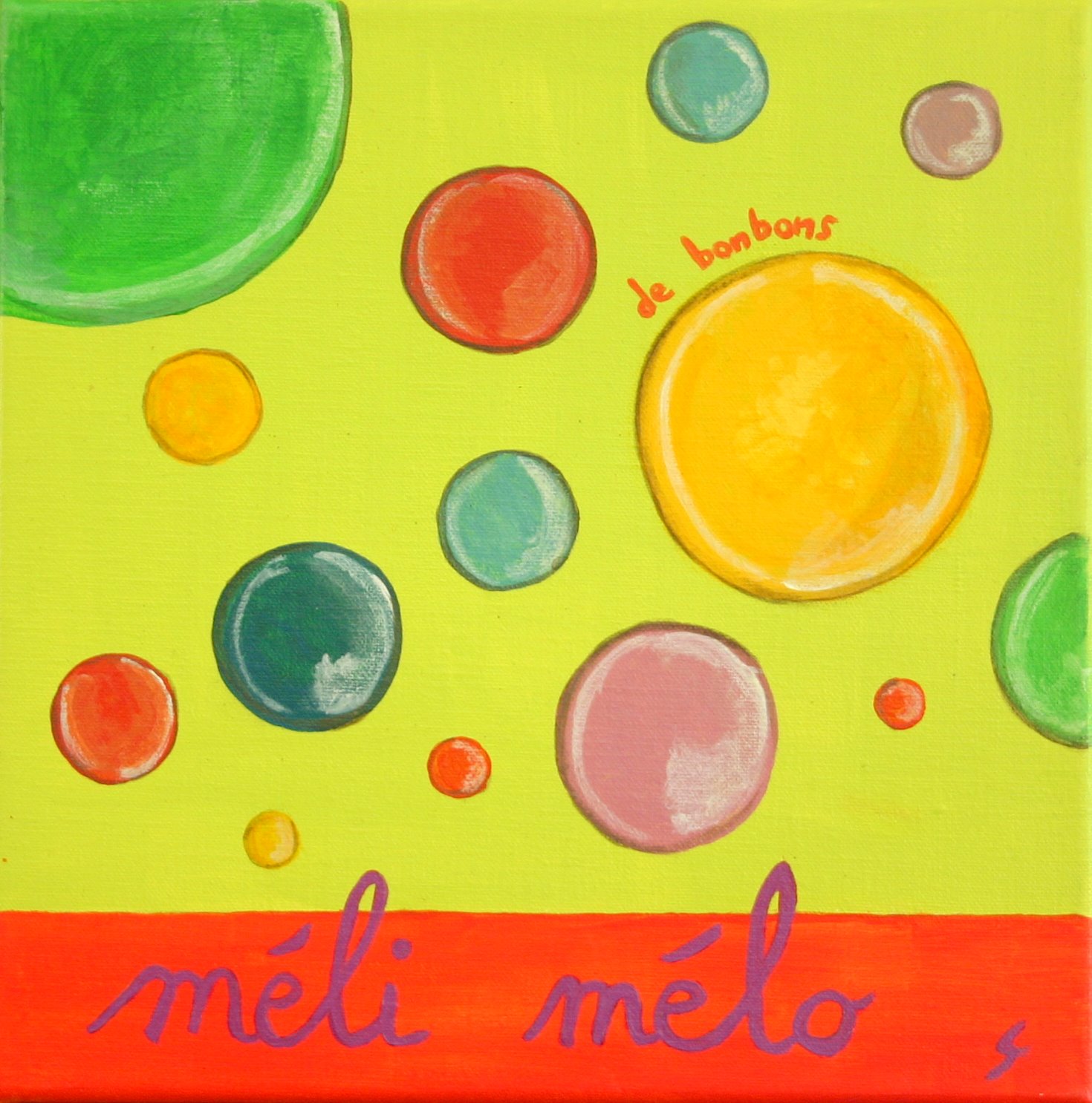 Méli mélo vert (2) : tableau de Sophie Costa, artiste peintre