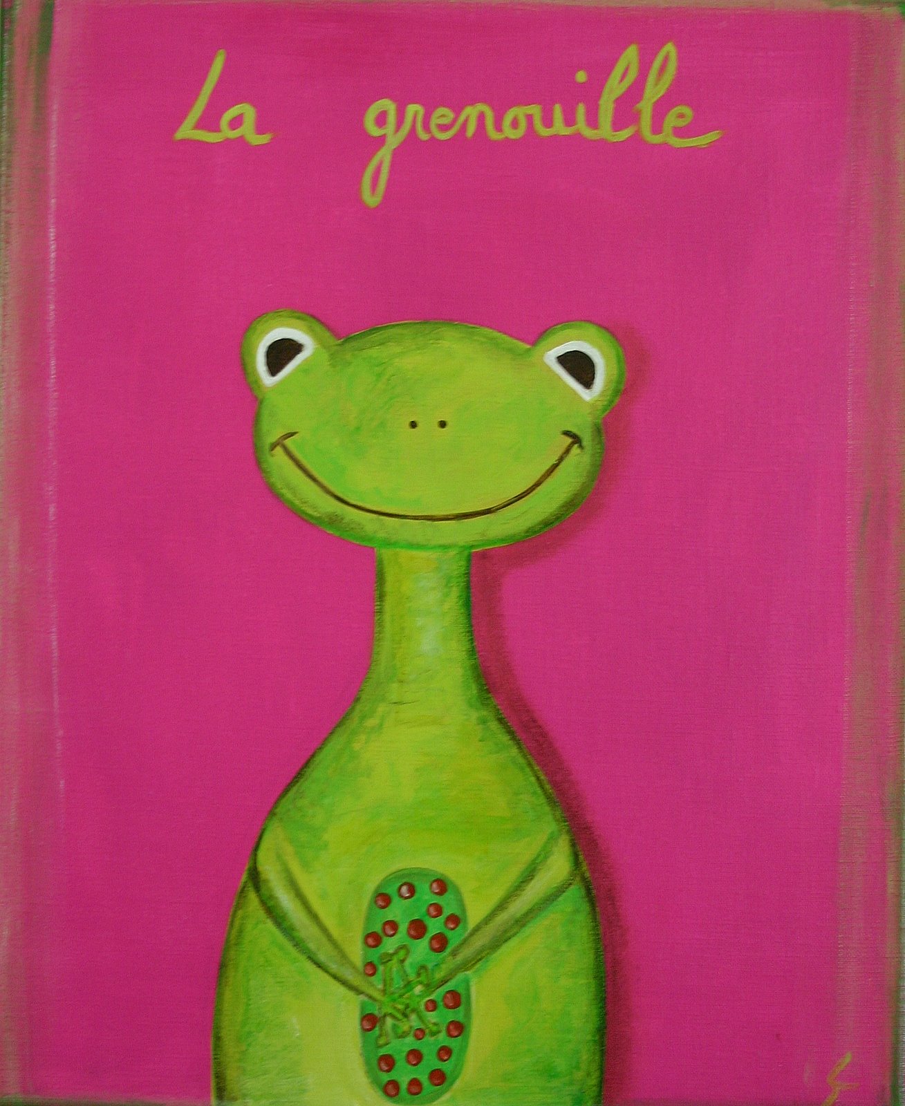 La grenouille verte : tableau de Sophie Costa, artiste peintre