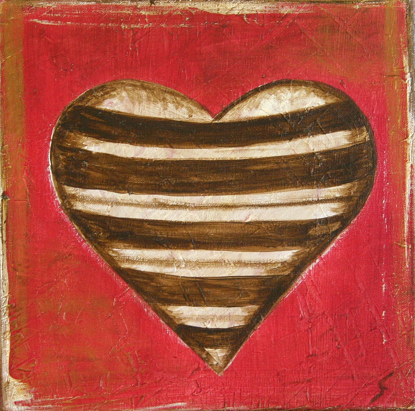 Coeur à rayures : tableau de Sophie Costa, artiste peintre