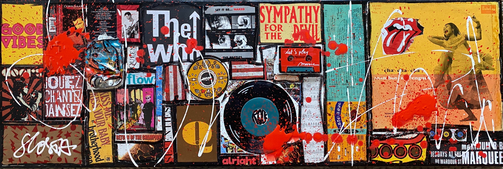 Cha cha cha : tableau de Sophie Costa, artiste peintre collage, music Tableau Contemporain, Cha cha cha. Sophie Costa, artiste peintre.