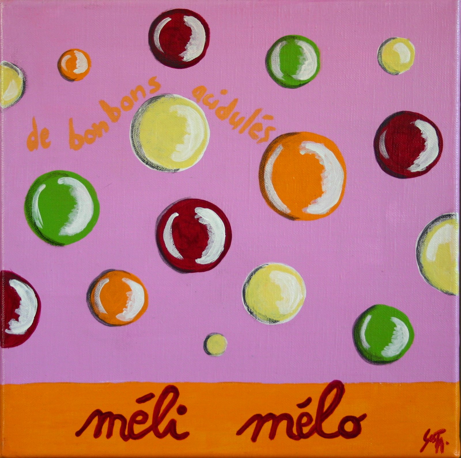 Méli mélo acidulé : tableau de Sophie Costa, artiste peintre