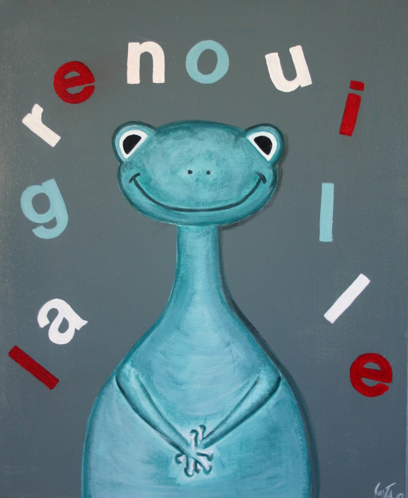 La grenouille bleue : tableau de Sophie Costa, artiste peintre