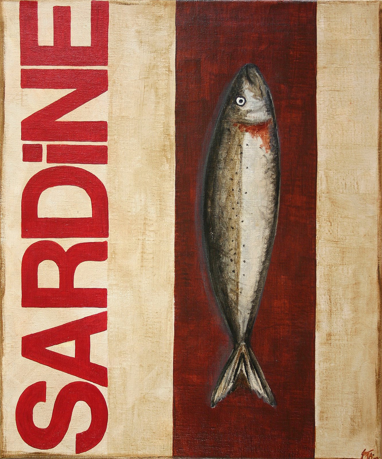 SARDINE rouge : tableau de Sophie Costa, artiste peintre