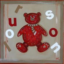 Tableau L&amp;#039;ourson rouge : Artiste peintre Sophie Costa