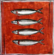 Tableau Les sardines : Artiste peintre Sophie Costa